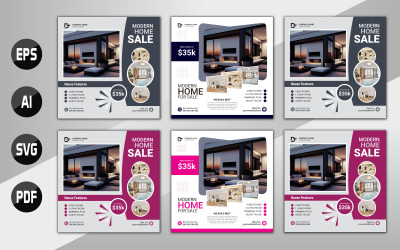 Modern home for sale social media template design