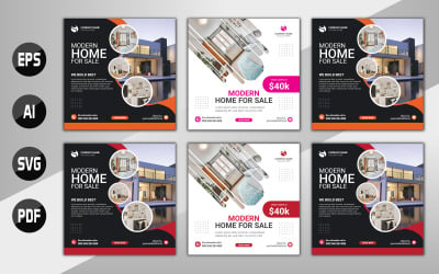 Vector home sale offer social media banner