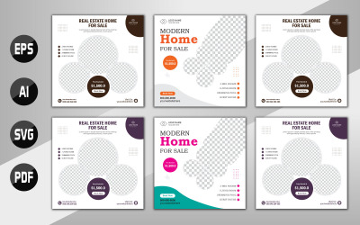 Vector real estate agency square social media banner promotion post templates
