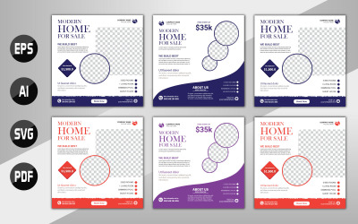 Vector real estate house social media post square banner