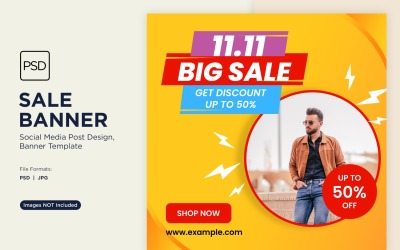 Big Sale on store and online fifty percent off Banner Design