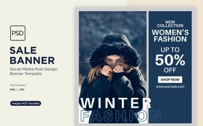 Winter Magic Snowy Sale Banner Design Template 1