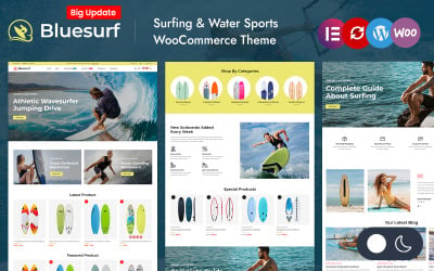 Bluesurf - Deska surfingowa, Responsywny motyw dla pojedynczego sklepu Elementor WooCommerce