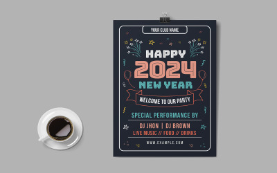 Happy New Year Party 2024 Poster Template