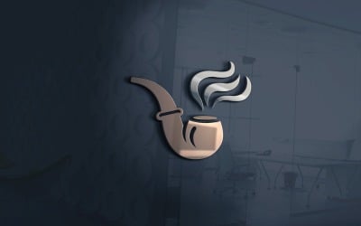 Bruine pijp met rook Logo sjabloon