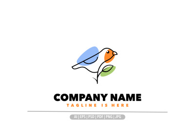 Création de logo de conception de nature d&amp;#39;oiseau de feuille