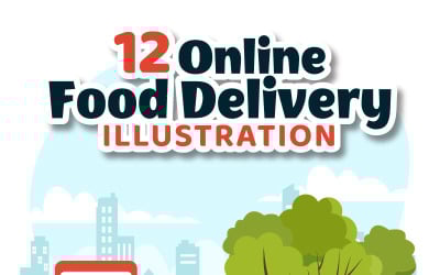 12 Illustratie van online voedselbezorging