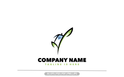 Modello di progettazione del logo della casa fogliare
