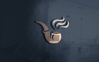 Plantilla de logotipo de pipa marrón con humo