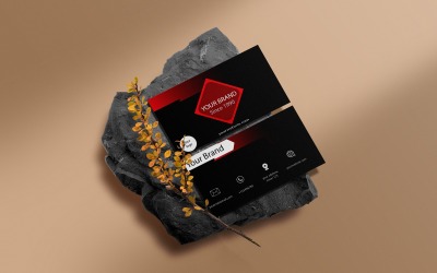 Abstract zwart en rood visitekaartje vectorbestand