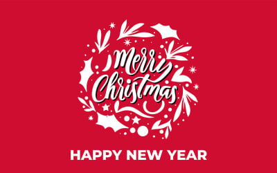 Merry Christmas Greeting Card on red color background Free