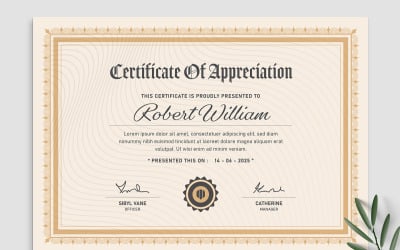 Certificato di apprezzamento professionale