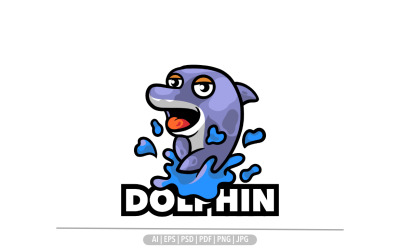 Design de logotipo de mascote de golfinho fofo