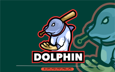 Design del logo della mascotte del delfino per il design sportivo