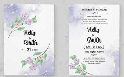 Plantilla de tarjeta de invitación de boda con flores