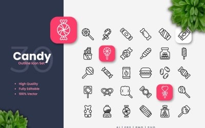 30 Candy osnovy ikony nastavit