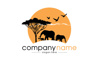 Fauna selvatica, safari, viaggio, viaggio, tour, viaggio africa logo design concept illustrazione vettoriale.