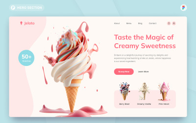 Jelato - Ice Cream and Gelato Shop Hero Section Figma Template