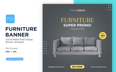 Plantilla de diseño de banner de mejor oferta de muebles súper promoción de hoy
