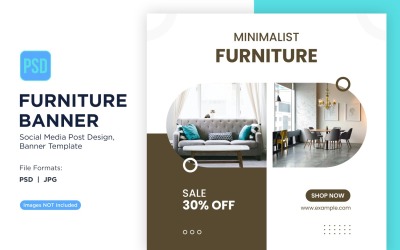 Plantilla de diseño de banner de muebles minimalistas 2
