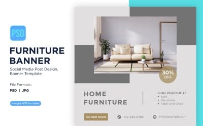 Plantilla de diseño de banner de muebles para el hogar
