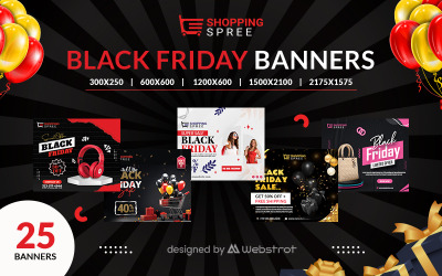 05 Banner per offerte di shopping sfrenato per il Black Friday