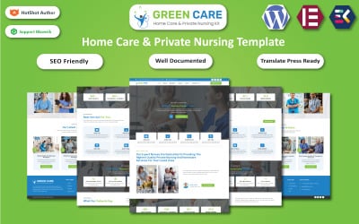 Green Care - Modelo WordPress Elementor de cuidados domiciliares e enfermagem privada