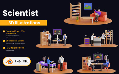 3D-Illustration eines Wissenschaftlers