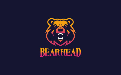 Plantilla de diseño de logotipo de mascota cabeza de oso