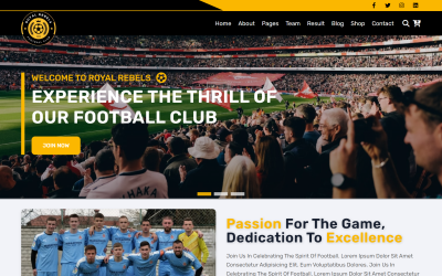 Royal Rebels - Modelo de site HTML5 de futebol e clube esportivo