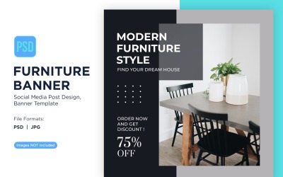 Plantilla de diseño de banner de estilo de muebles modernos 2