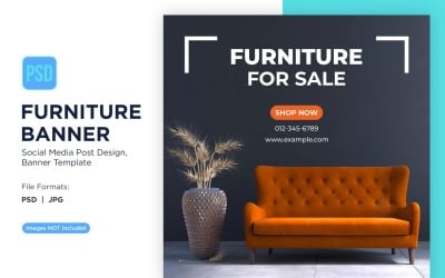 Plantilla de diseño de banner de muebles en venta 2
