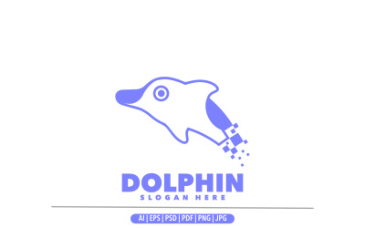 Dolphin pixel egyszerű logó tervezősablon