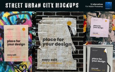 Maquetas de Photoshop de ciudad urbana de calle