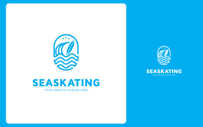Modèle de conception de logo de patinage en mer