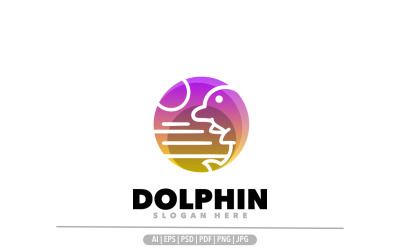 Design del logo con gradiente della linea circolare dei delfini