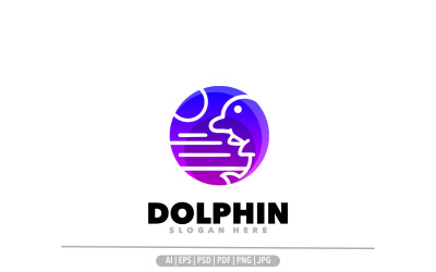 Dolfijn cirkel gradiënt kleurrijke logo sjabloonontwerp