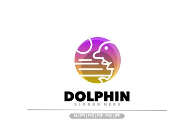 Dolphin circle line gradient logo design