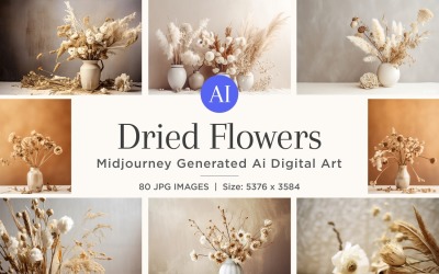 Dried Flowers Still Life White Flora Set 80