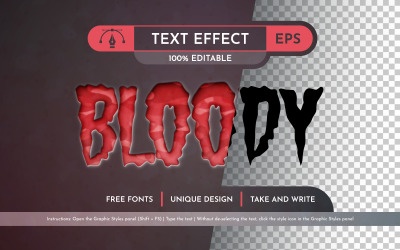 Emboss Bloody - Editable Text Effect, Font Style