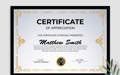 Layout dei modelli di certificati di apprezzamento