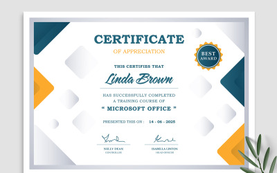 Layout del certificato di colore