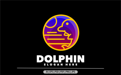 Modelo de design de logotipo colorido gradiente de golfinho