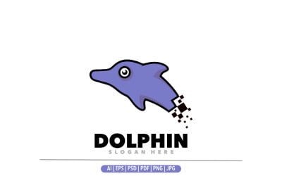 Plantilla de diseño de logotipo de mascota simple delfín