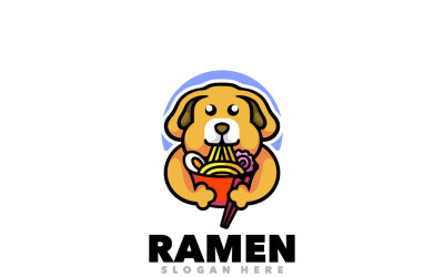 Conception de modèle de logo de dessin animé de mascotte de chien Ramen