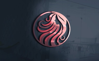Formato vectorial de plantilla de logotipo de peinado de pelo rojo