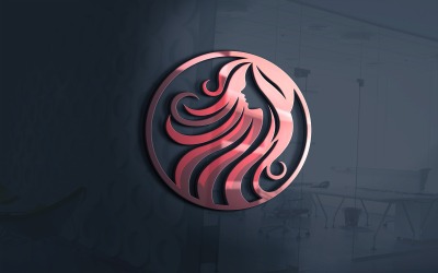 Kızıl Saçlı Saç Modeli Logo Şablonu Vektör Formatı