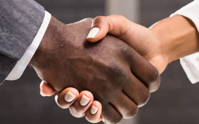 Mano Negra Sacudiendo La Mano Blanca Ilustración