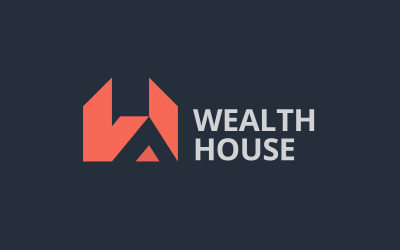 Modelo de design de logotipo de construção de casa com letra WH
