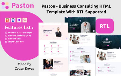 Paston – HTML-Vorlage für Unternehmensberatung mit RTL-Unterstützung